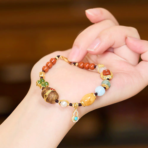 Natural Splendor | Pulsera Trenzada Multi-Tesoro en Plata 925 con Baño de Oro
