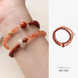 Natural Cherry Agate Double-Wrap Bracelet