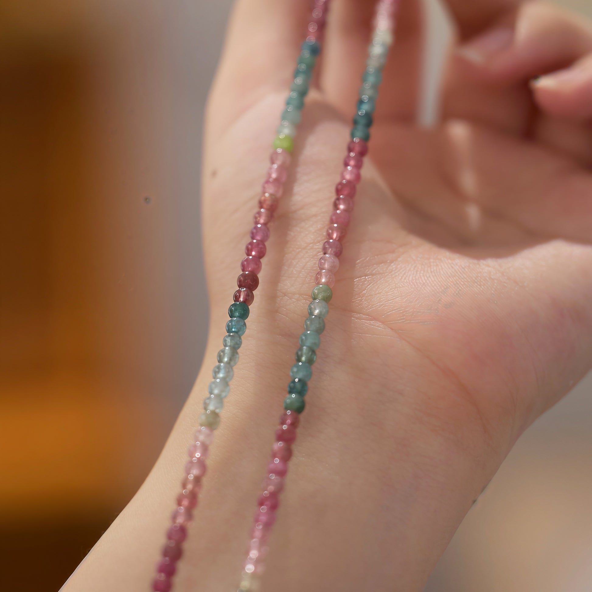 Multi-Color Tourmaline Triple-Wrap Bracelet