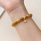 Natural Golden Tiger's Eye Beaded Bracelet for Wealth & Protection