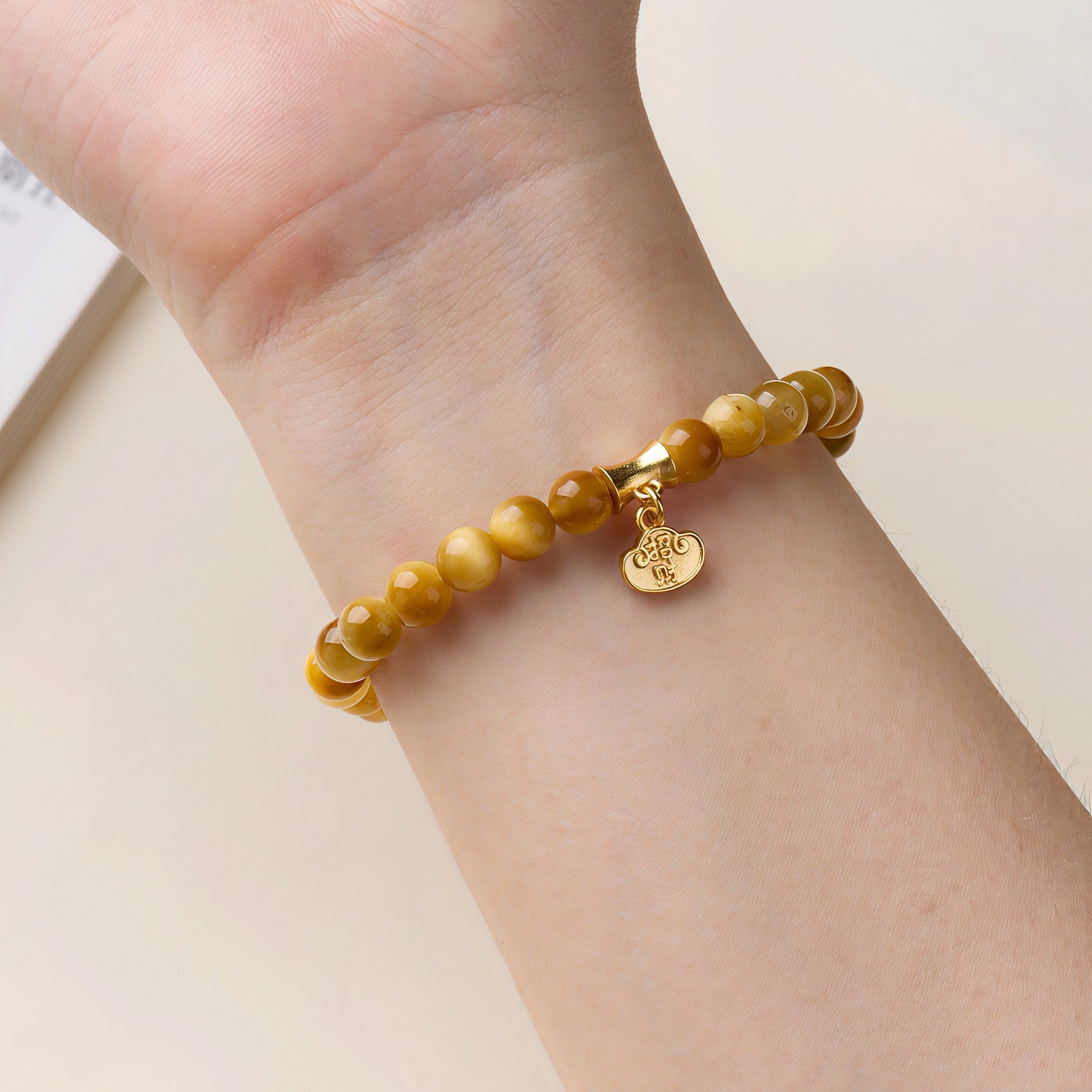Natural Golden Tiger's Eye Beaded Bracelet for Wealth & Protection